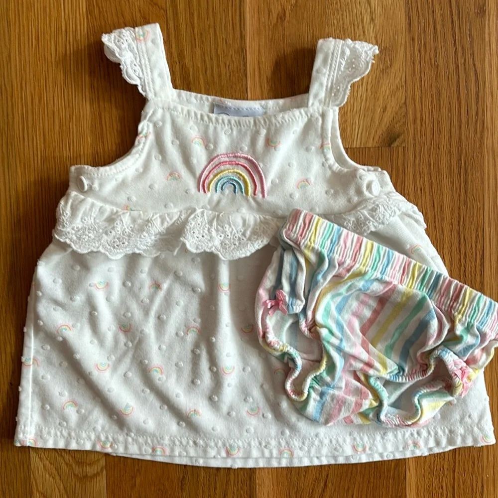 6-9M Rene Rofe Two Piece Rainbow Dress Set